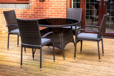 Heaton 4 Seater Dining Set with 110cm Table - Brown