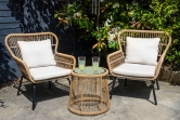 SH&G Weston Steel Brown Rattan 3pc Bistro Set