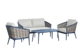 Bolingbroke 4 Seat Aluminium Brown Wicker Sofa Coffee Table Set - 2 options