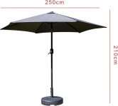 SH&G 2.5m Steel Crank and Tilt Parasol & Water Base - Dark Grey