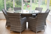 Tintagel 6 Seat Aluminium Grey Rattan 135cm Dining Table Set - 2 options