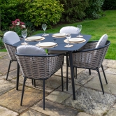 Bolingbroke 4 Seat Aluminium Grey Wicker 110cm Dining Table Set - 2 options