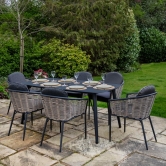Bolingbroke 6 Seat Aluminium Grey Wicker 180cm Dining Table Set - 2 options
