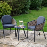 Bolingbroke 2 Seat Aluminium Brown Wicker Coffee Table Set - 2 options