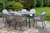 Bolingbroke 6 Seat Aluminium Grey Wicker 180cm Dining Table Set - 2 options