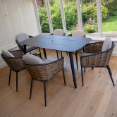 Bolingbroke 6 Seat Aluminium Brown Wicker 180cm Dining Table Set - 2 options