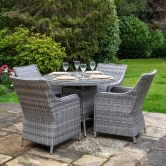 Tintagel 4 Seat Aluminium Grey Rattan 105cm Dining Table Set - 2 options