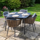 Bolingbroke 4 Seat Aluminium Brown Wicker 110cm Bistro Table Set - 2 options