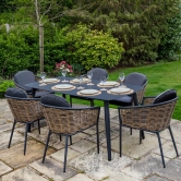 Bolingbroke 6 Seat Aluminium Brown Wicker 180cm Dining Table Set - 2 options