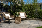 SH&G Weston Steel Brown Rattan 3pc Bistro Set