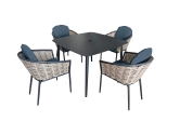 Bolingbroke 4 Seat Aluminium Grey Wicker 110cm Dining Table Set - 2 options