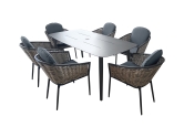 Bolingbroke 6 Seat Aluminium Grey Wicker 180cm Dining Table Set - 2 options