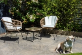 SH&G Tatton Steel Brown Rattan 3pc Bistro Set