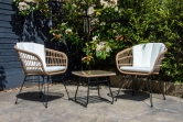 SH&G Tatton Steel Brown Rattan 3pc Bistro Set