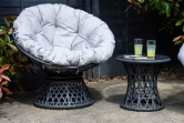 SH&G Grey Rattan 50cm glass top side table