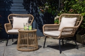 SH&G Weston Steel Brown Rattan 3pc Bistro Set