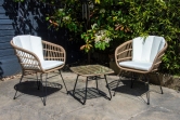 SH&G Tatton Steel Brown Rattan 3pc Bistro Set