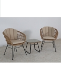SH&G Tatton Steel Brown Rattan 3pc Bistro Set