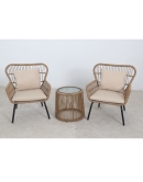 SH&G Weston Steel Brown Rattan 3pc Bistro Set