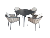 Bolingbroke 4 Seat Aluminium Brown Wicker 110cm Bistro Table Set - 2 options