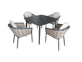 Bolingbroke 4 Seat Aluminium Grey Wicker 110cm Dining Table Set - 2 options