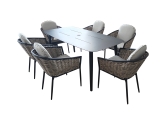 Bolingbroke 6 Seat Aluminium Grey Wicker 180cm Dining Table Set - 2 options