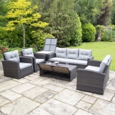 SH&G Edgerton Steel Brown Rattan 6pc Sofa Set with Grey cushions