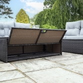 SH&G Edgerton Steel Brown Rattan 6pc Sofa Set with Grey cushions