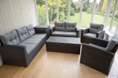 SH&G Edgerton Steel Brown Rattan 6pc Sofa Set with Grey cushions