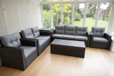SH&G Edgerton Steel Brown Rattan 6pc Sofa Set with Grey cushions