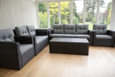 SH&G Edgerton Steel Brown Rattan 6pc Sofa Set with Grey cushions