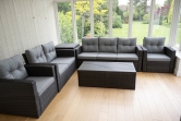 SH&G Edgerton Steel Brown Rattan 6pc Sofa Set with Grey cushions