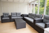 SH&G Edgerton Steel Brown Rattan 6pc Sofa Set with Grey cushions