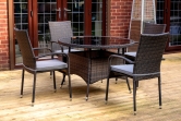 Heaton 4 Seater Dining Set with 110cm Table - Brown