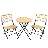 SH&G Rattan Bistro 3pc Set with steel frame - Brown