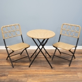 SH&G Rattan Bistro 3pc Set with steel frame - Brown