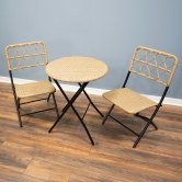 SH&G Rattan Bistro 3pc Set with steel frame - Brown