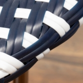 SH&G Rattan Bistro 3pc Set with steel frame - Blue & White