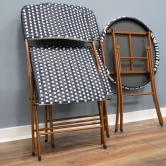 SH&G Rattan Bistro 3pc Set with steel frame - Blue & White