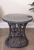 SH&G Grey Rattan 50cm glass top side table