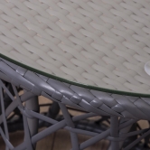 SH&G Grey Rattan 50cm glass top side table