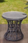 SH&G Grey Rattan 50cm glass top side table