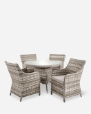 Tintagel 4 Seat Aluminium Grey Rattan 105cm Dining Table Set - 2 options