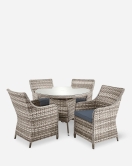 Tintagel 4 Seat Aluminium Grey Rattan 105cm Dining Table Set - 2 options