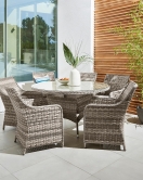 Tintagel 6 Seat Aluminium Grey Rattan 135cm Dining Table Set - 2 options