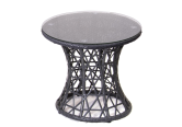 SH&G Grey Rattan 50cm glass top side table