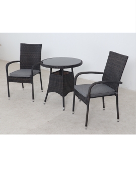 Heaton 2 Seater Bistro Set with 70cm Table - Brown
