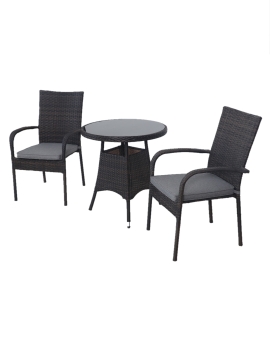 Heaton 2 Seater Bistro Set with 70cm Table - Brown