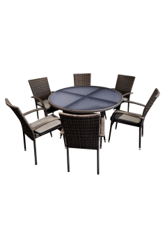 Heaton 6 Seater Dining Set with 140cm Table - Brown