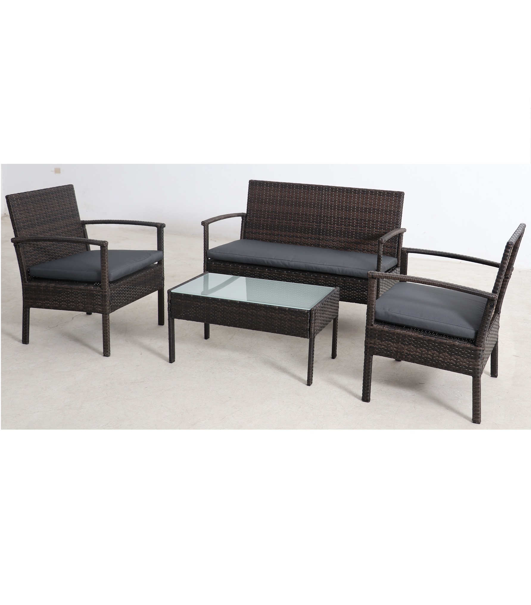 SH G Heaton Steel Rattan 4pc Sofa Set Brown